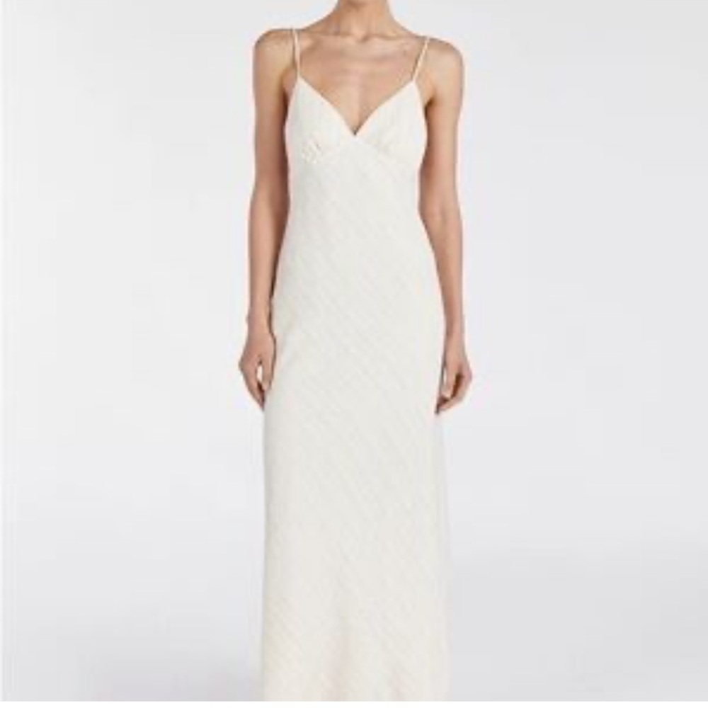 DISSH ada dress Ivory Spaghetti Strap asymmetrical textured size 6 US side zip